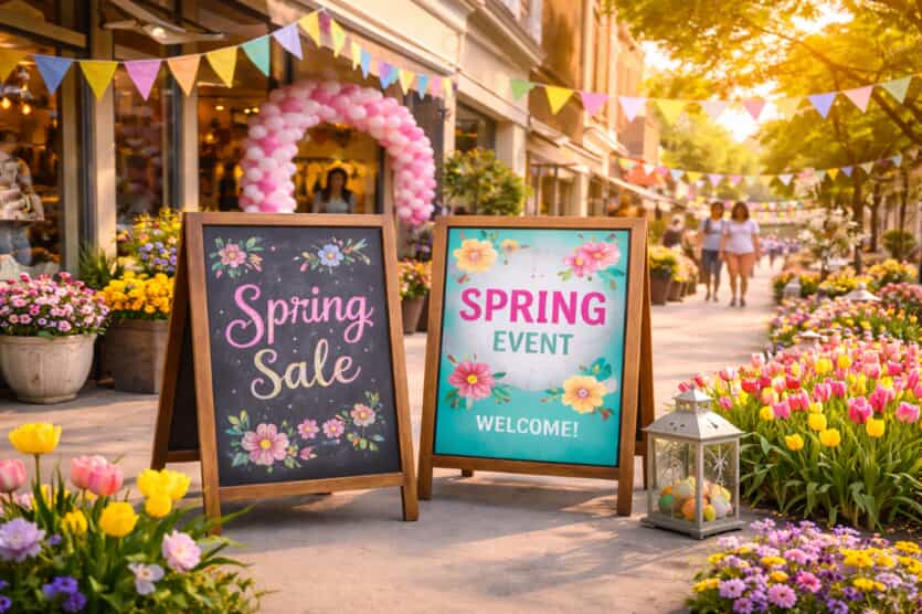 An image of Spring Event and Spring Sale a-frames.